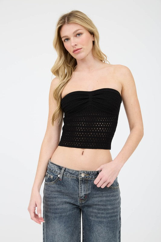 Strapless Crochet Top-Top-Blu Pepper-Black-Small-Inspired Wings Fashion
