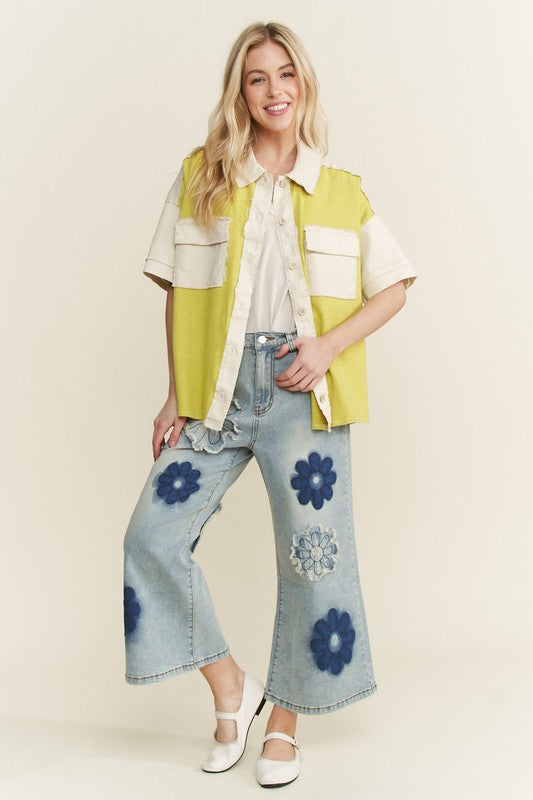 Flower Patch Ankle Flare Jeans-Jeans-J Her-Denim-Small-Inspired Wings Fashion