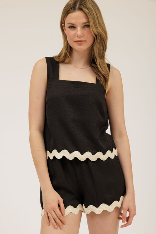 Contrast Scallop Set-Matching Set-Blu Pepper-Black-Small-Inspired Wings Fashion
