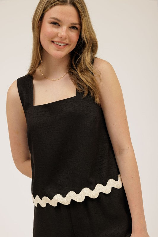 Contrast Scallop Set-Matching Set-Blu Pepper-Black-Small-Inspired Wings Fashion