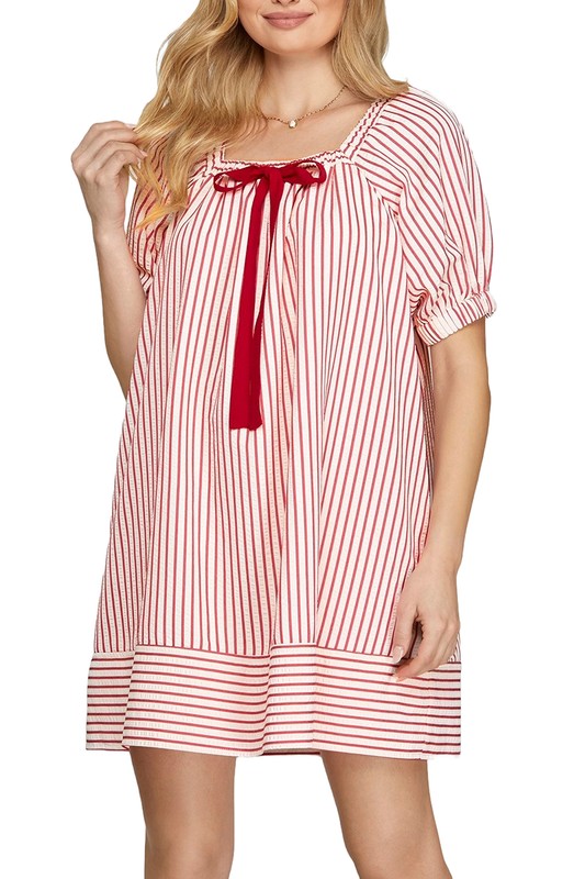 Mini Bow Dress-Dress-She+Sky-Red-Small-Inspired Wings Fashion