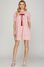 Mini Bow Dress-Dress-She+Sky-Red-Small-Inspired Wings Fashion