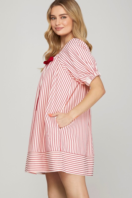 Mini Bow Dress-Dress-She+Sky-Red-Small-Inspired Wings Fashion