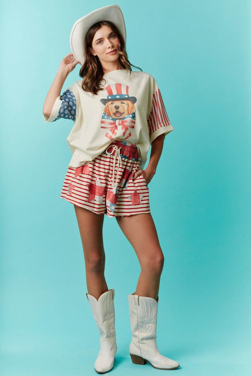Star Patch Shorts-Shorts-Fantastic Fawn-Red-Small-Inspired Wings Fashion