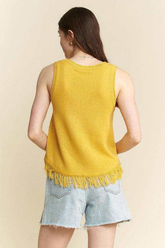 Smiley Fringe Tank Top-Shirts & Tops-Jade by Jane-Yellow-Small-Inspired Wings Fashion