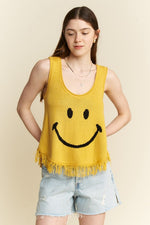 Smiley Fringe Tank Top-Shirts & Tops-Jade by Jane-Yellow-Small-Inspired Wings Fashion