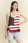 USA Fringe Tank Top-Shirts & Tops-Jade by Jane-Cream-Small-Inspired Wings Fashion
