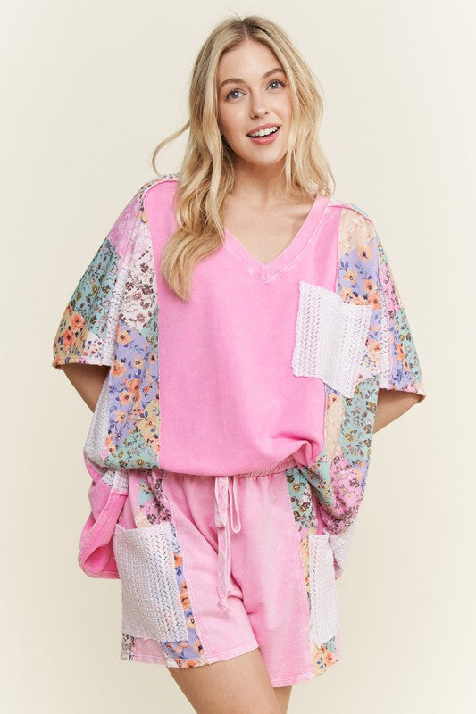 Boho Flower Print Shorts-Shorts-J Her-Bubble Gum-Small-Inspired Wings Fashion