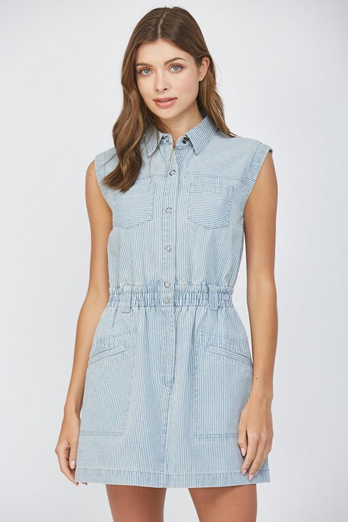 Striped Denim Dress-Dress-Fate by LFD-Denim Blue-Small-Inspired Wings Fashion