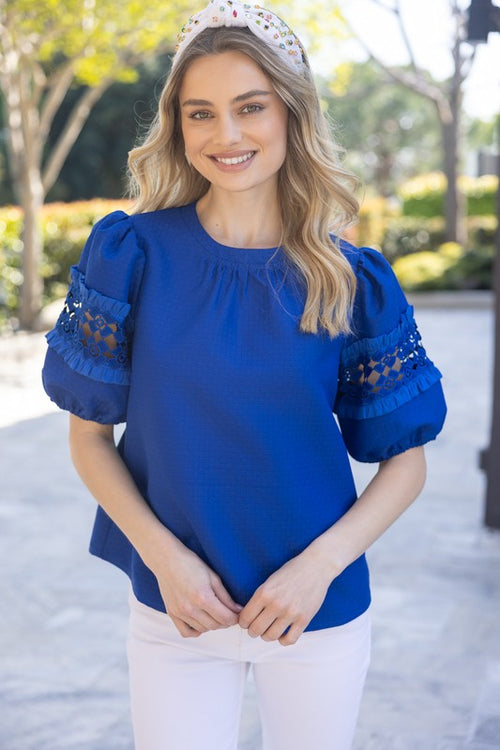 Puff Laced Top-Shirts & Tops-VOY-Blue-Small-Inspired Wings Fashion