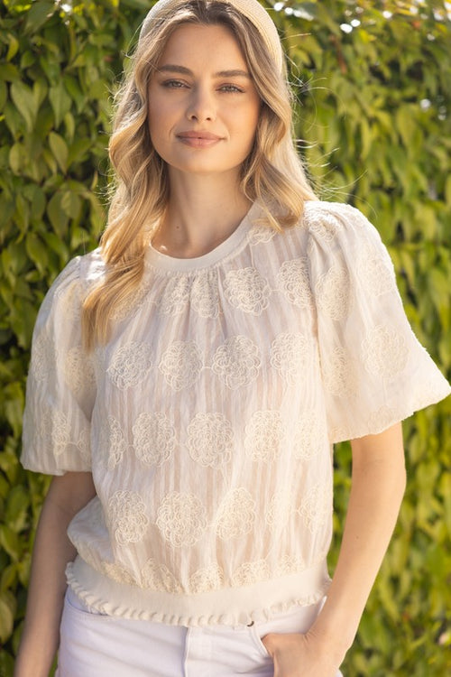 Stripe and Floral Top-Shirts & Tops-VOY-Cream-Small-Inspired Wings Fashion