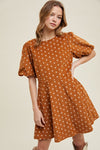Floral Corduroy Dress-Dress-Wishlist-Camel-Small-Inspired Wings Fashion