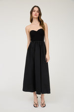 Strapless Front Twist Midi Dress-dress-Blu Pepper-Black-Small-Inspired Wings Fashion