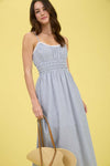 Lace Trim Stripe Dress-Dress-Blu Pepper-Navy-Small-Inspired Wings Fashion