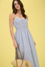 Lace Trim Stripe Dress-Dress-Blu Pepper-Navy-Small-Inspired Wings Fashion