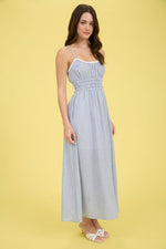 Lace Trim Stripe Dress-Dress-Blu Pepper-Navy-Small-Inspired Wings Fashion