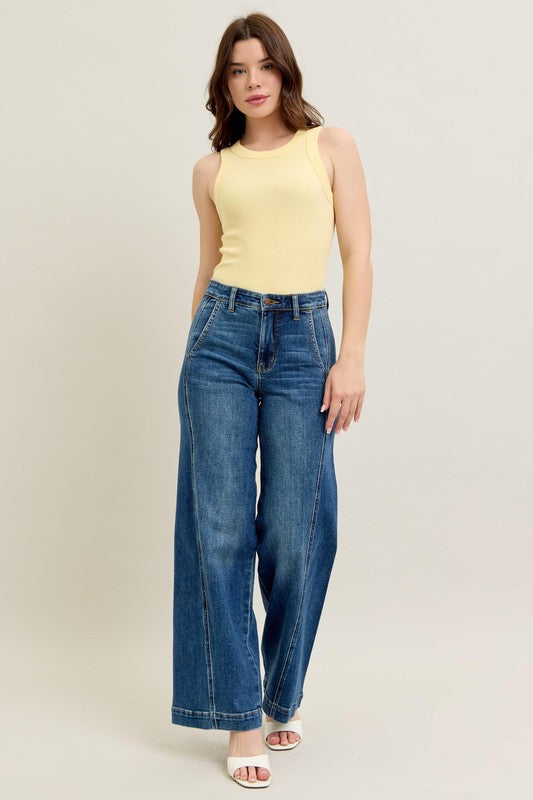 HW Wide Leg Trousers-Jeans-Judy Blue-Denim-0(24)-Inspired Wings Fashion