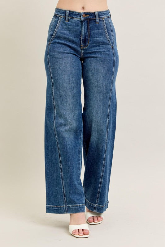 HW Wide Leg Trousers-Jeans-Judy Blue-Denim-0(24)-Inspired Wings Fashion