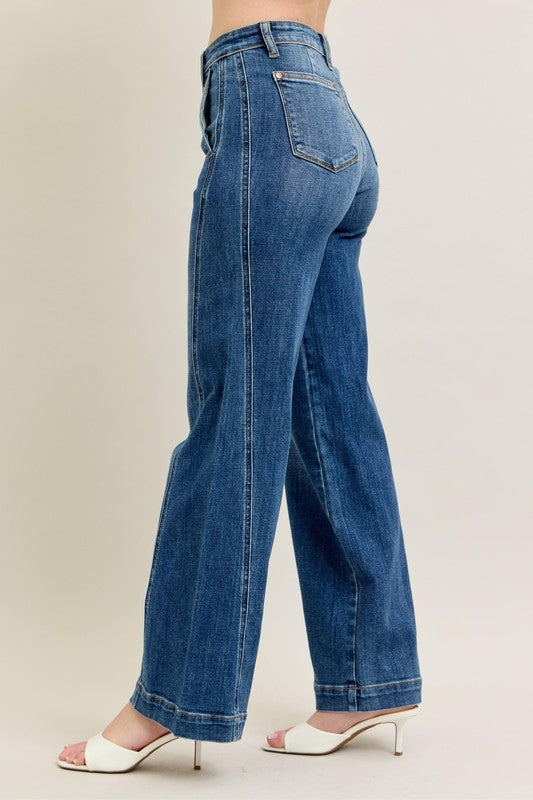 HW Wide Leg Trousers-Jeans-Judy Blue-Denim-0(24)-Inspired Wings Fashion