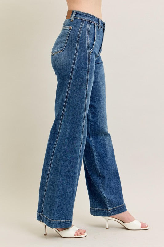 HW Wide Leg Trousers-Jeans-Judy Blue-Denim-0(24)-Inspired Wings Fashion