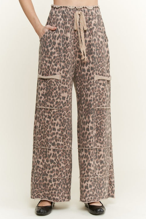 Mineral Washed Leopard Pants-Pants-J Her-Mocha-Small-Inspired Wings Fashion