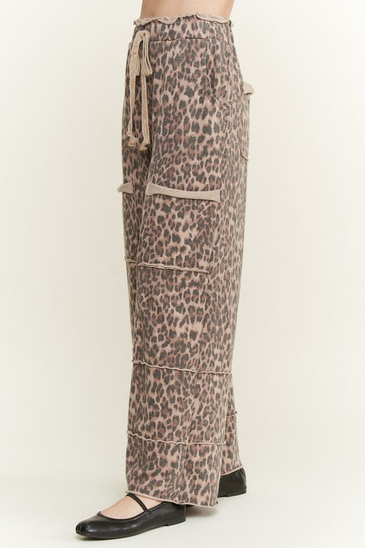 Mineral Washed Leopard Pants-Pants-J Her-Mocha-Small-Inspired Wings Fashion