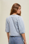 Self Front Tie Denim Top-Shirts & Tops-Wishlist-Denim-Small-Inspired Wings Fashion