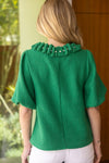 Pearled Ruffle Top-Shirts & Tops-VOY-Green-Small-Inspired Wings Fashion