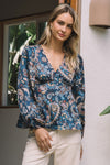 Border Print Blouse-Shirts & Tops-Skies Are Blue-Navy Multi-XS-Inspired Wings Fashion