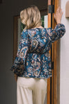 Border Print Blouse-Shirts & Tops-Skies Are Blue-Navy Multi-XS-Inspired Wings Fashion