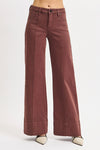 Wide Hem Tummy Control Jeans-Jeans-Risen Jeans-Brown-1-Inspired Wings Fashion