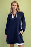 Half Zip Dress-Dress-GiGio-Navy-Small-Inspired Wings Fashion