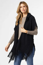 Frayed Hooded Ruana-Ruana-tgbBRANDS:Coco+Carmen,Whispers-Black-XS-Inspired Wings Fashion