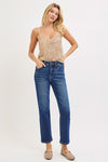 Tummy Control Crop Jeans-Jeans-Risen Jeans-Dark Blue-0-Inspired Wings Fashion