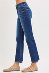 Tummy Control Crop Jeans-Jeans-Risen Jeans-Dark Blue-0-Inspired Wings Fashion