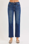 Tummy Control Crop Jeans-Jeans-Risen Jeans-Dark Blue-0-Inspired Wings Fashion