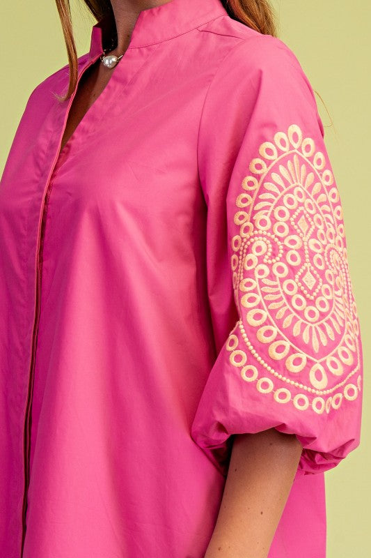 balloon sleeve embroidered dress Emerald Balloon Sleeve Embroidered Shoulders Design Plus Size Evening Dress
