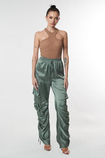 Smokeshow Satin Cargo Pants-Pants-cefian-Sage-Small-Inspired Wings Fashion