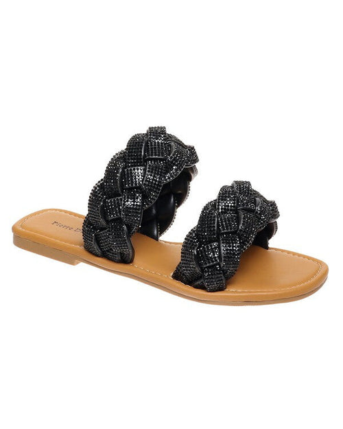 Double Braided Bling Sandal-sandals-Olem-7-Black-Inspired Wings Fashion