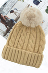 Knitted Pom Beanie-Hats-Suzy Q USA-Beige-Inspired Wings Fashion
