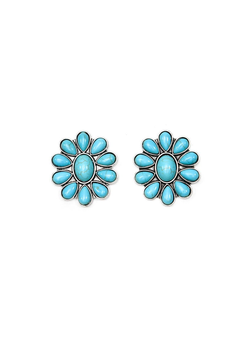 Flower Cluster Turquoise Post Earrings-Earrings-West & Co-Inspired Wings Fashion
