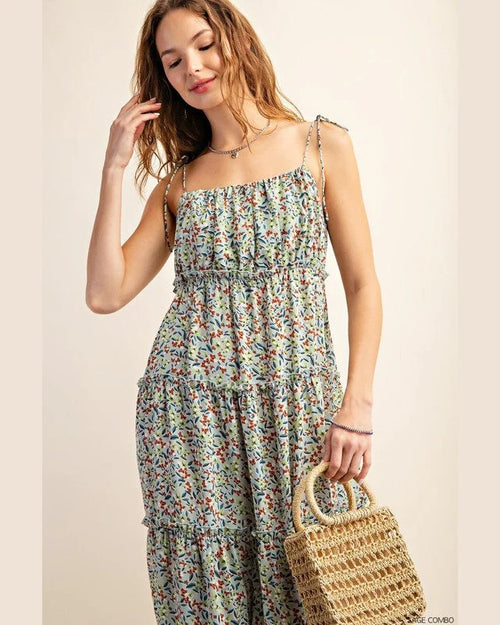 Floral Tiered Maxi Dress-dress-Kori America-Small-Sage Combo-Inspired Wings Fashion