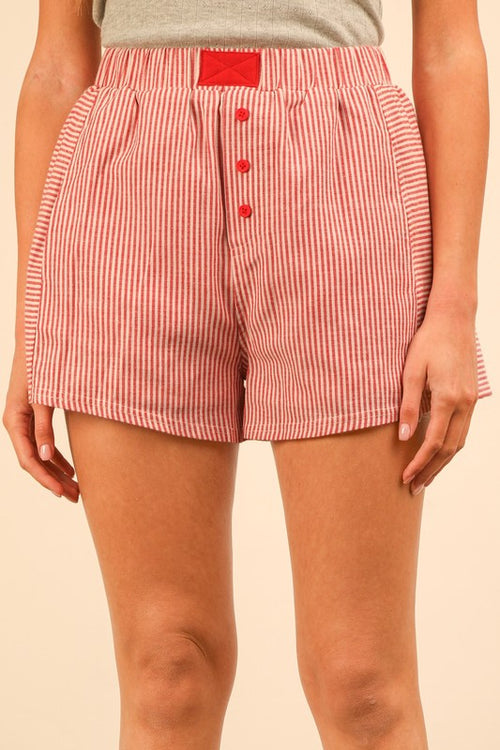 Stripe Boxer Shorts-Shorts-Very J-Red-Small-Inspired Wings Fashion