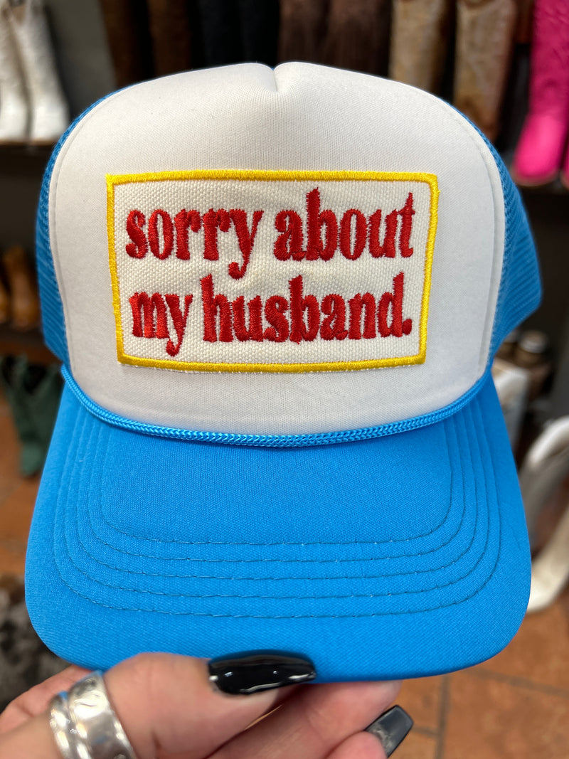 Sorry About Husband Trucker Hat-hat-Lucky Girl Boutique-Blue-Inspired Wings Fashion