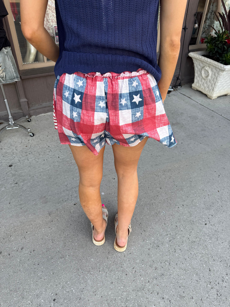 Star Patch Shorts-Shorts-Fantastic Fawn-Red-Small-Inspired Wings Fashion