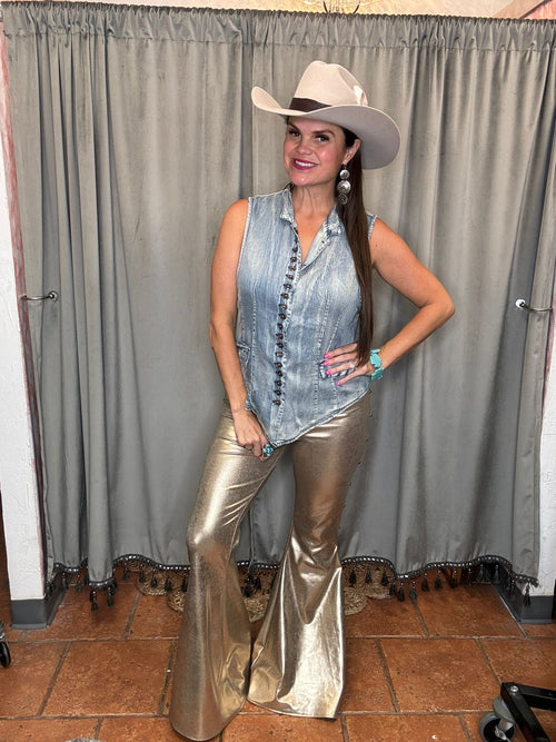 Lainey Bell Bottoms-Pants-Silverado Apparel & Home-Metallic Black-XS-Inspired Wings Fashion