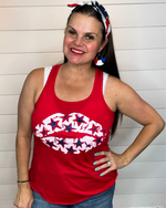 Patriotic Lips w/ Navy Glitter Stars Tank-Top-Texas True Threads-Small-Red-Inspired Wings Fashion