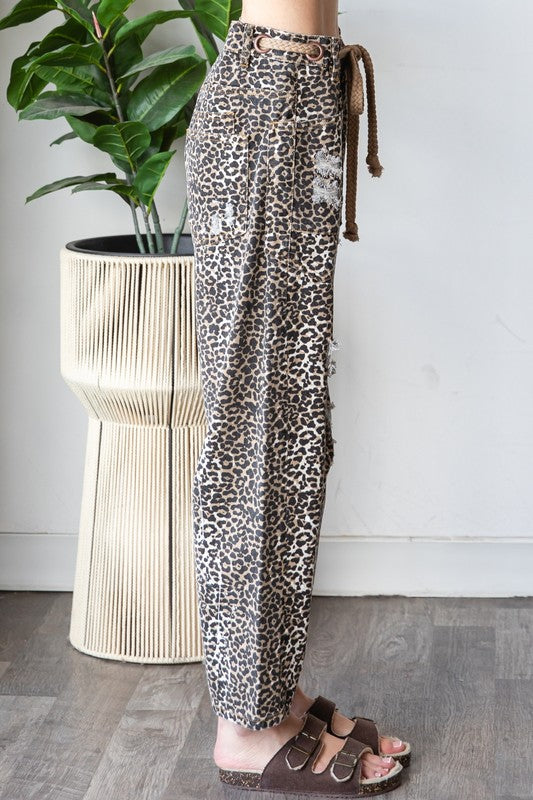 Distressed Leopard Pants