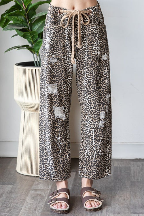 Distressed Leopard Pants-Pants-Oli & Hali-Brown-Small-Inspired Wings Fashion