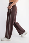 Scuba Piping Straight Pants-Pants-Rae Mode-Espresso/Cream-Small-Inspired Wings Fashion